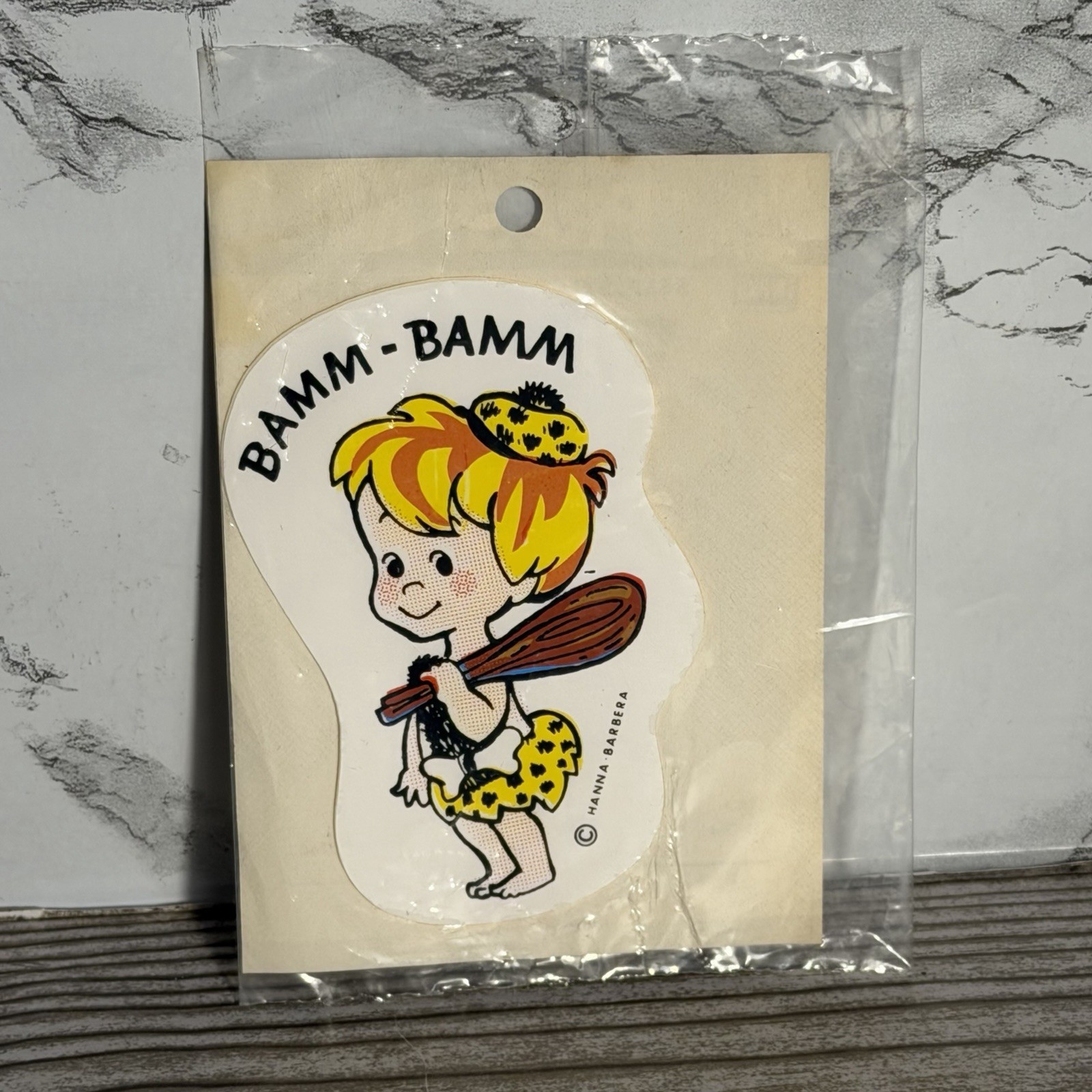 Vintage Impko Vinyl Press Kal Decal Sticker Bamm-Bamm The Flintstones New Sealed