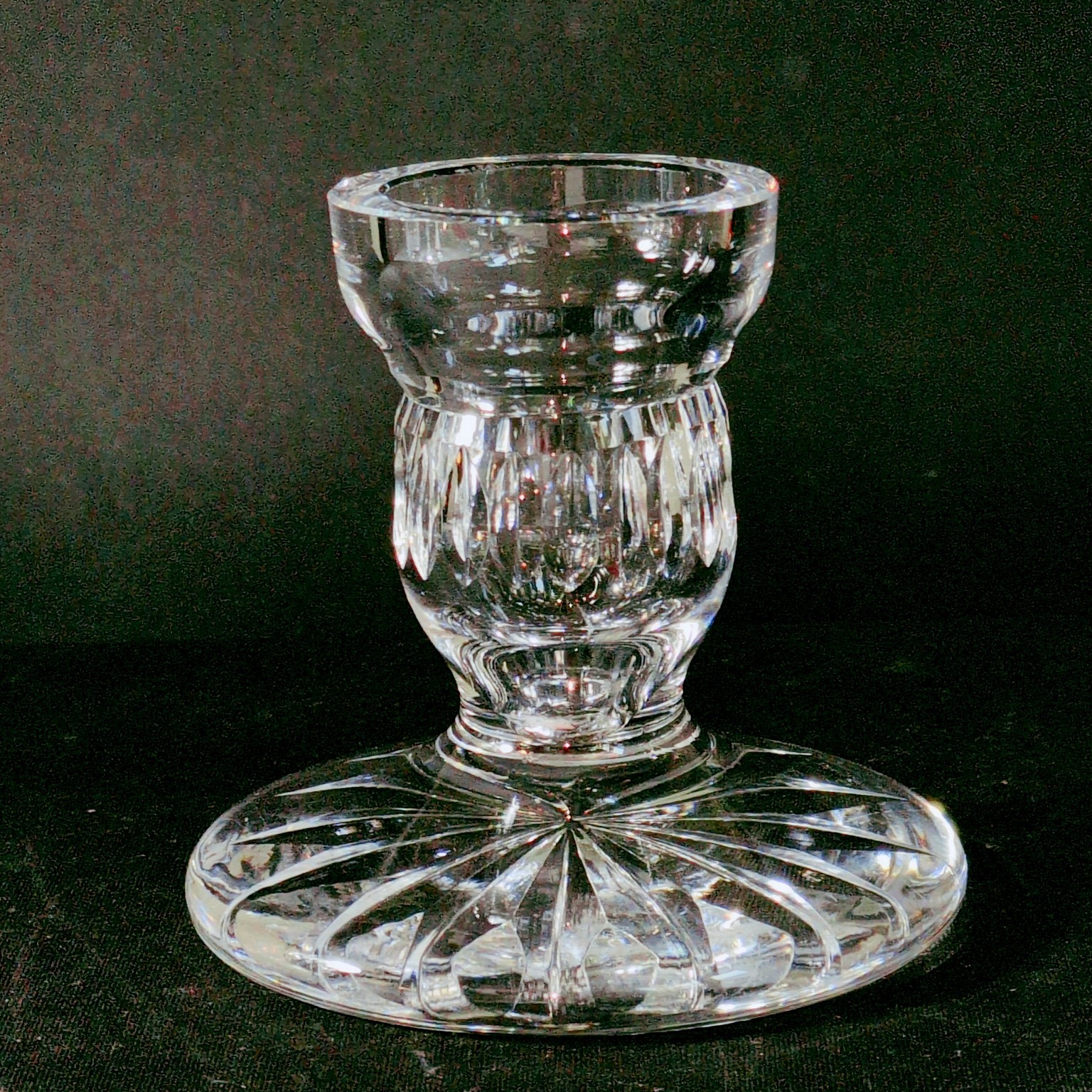 WATERFORD VINTAGE SINGLE CANDLE HOLDER, Cut Lead Crystal, 3 5/8\