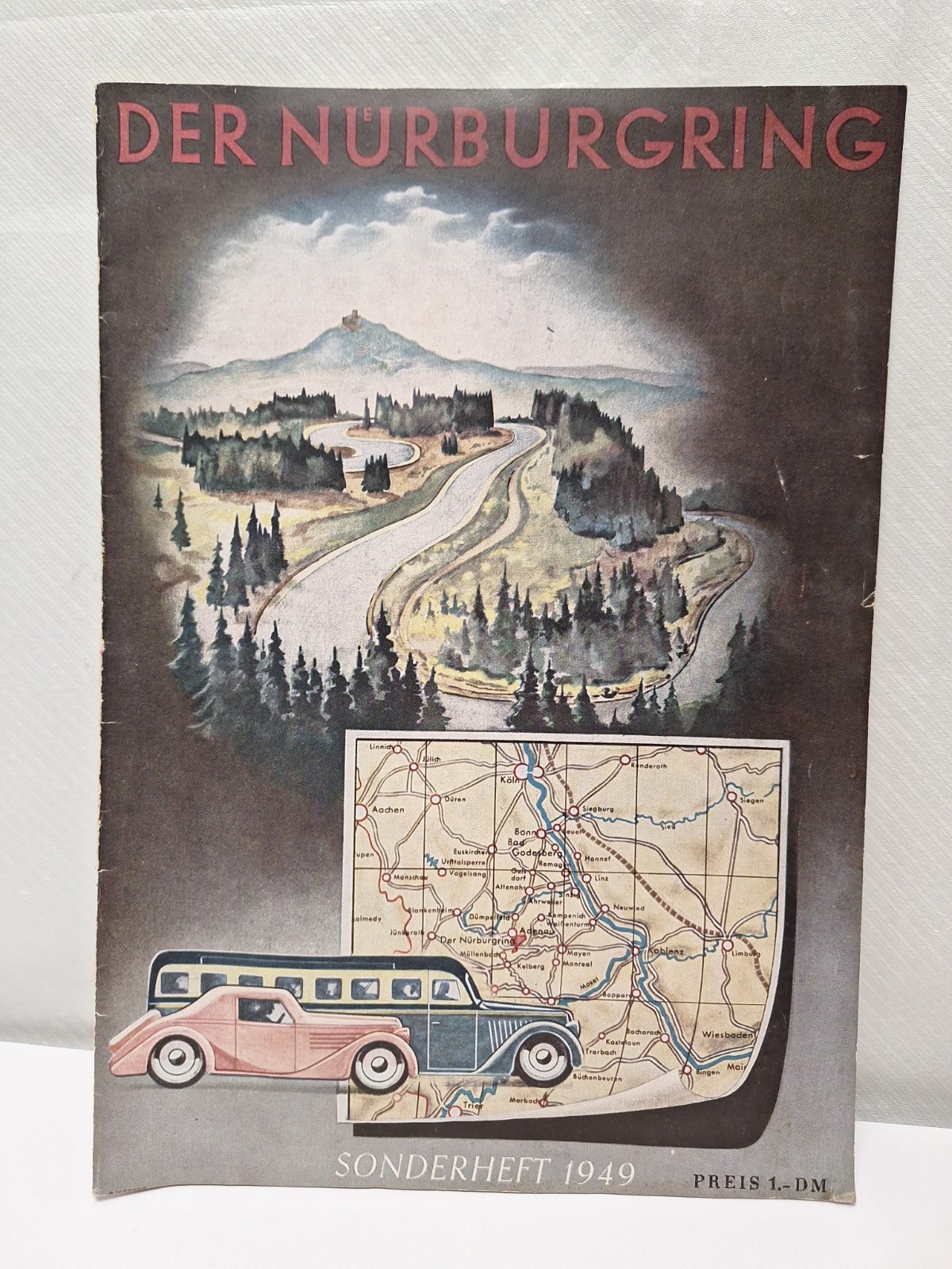 Rare 1949 Der Nürburgring Sonderheft German Racing Magazine Post-WWII Map