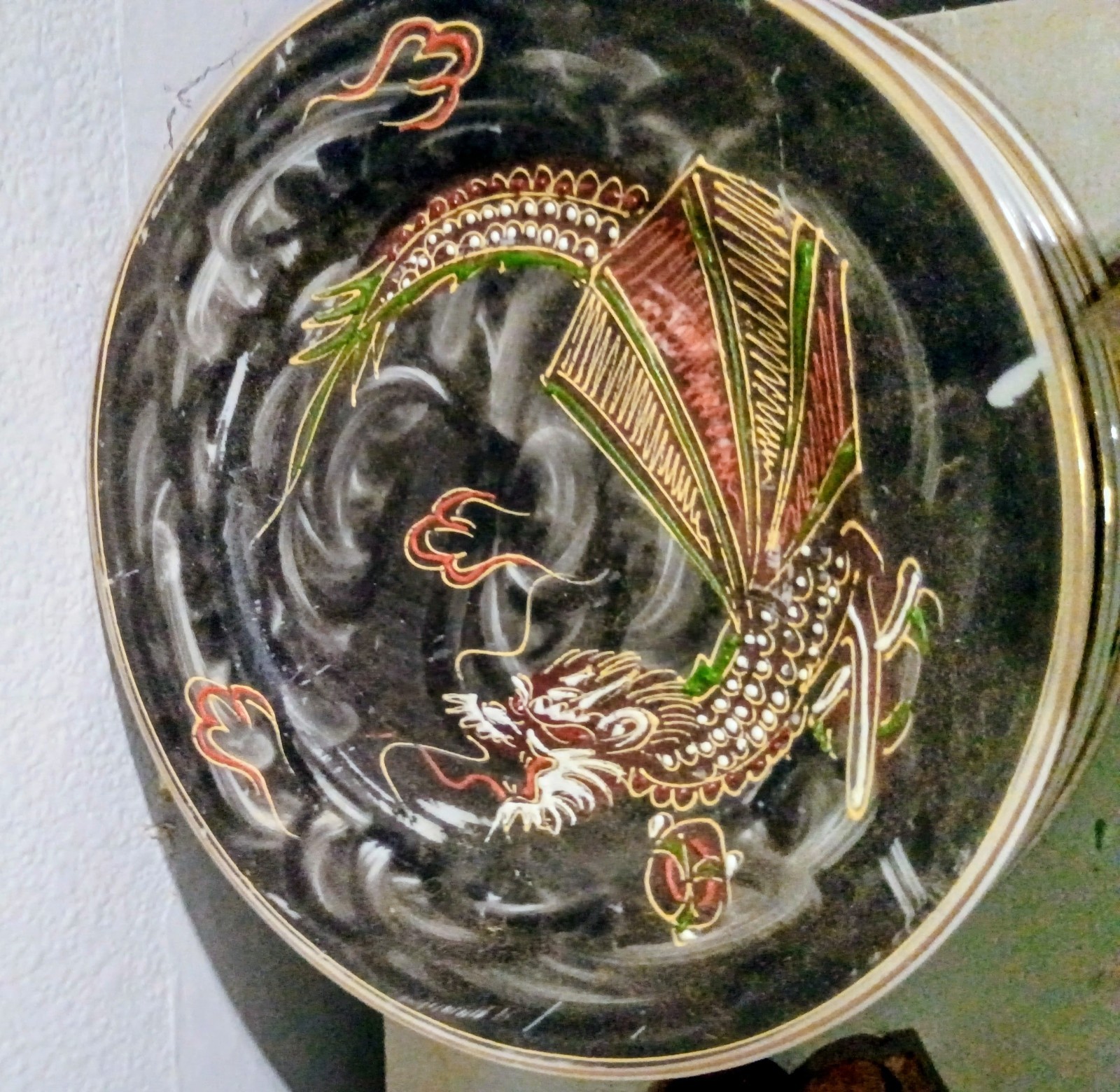 Vintage Japanese Satsuma Moriage Dragon Ware Plates hand painted Japan
