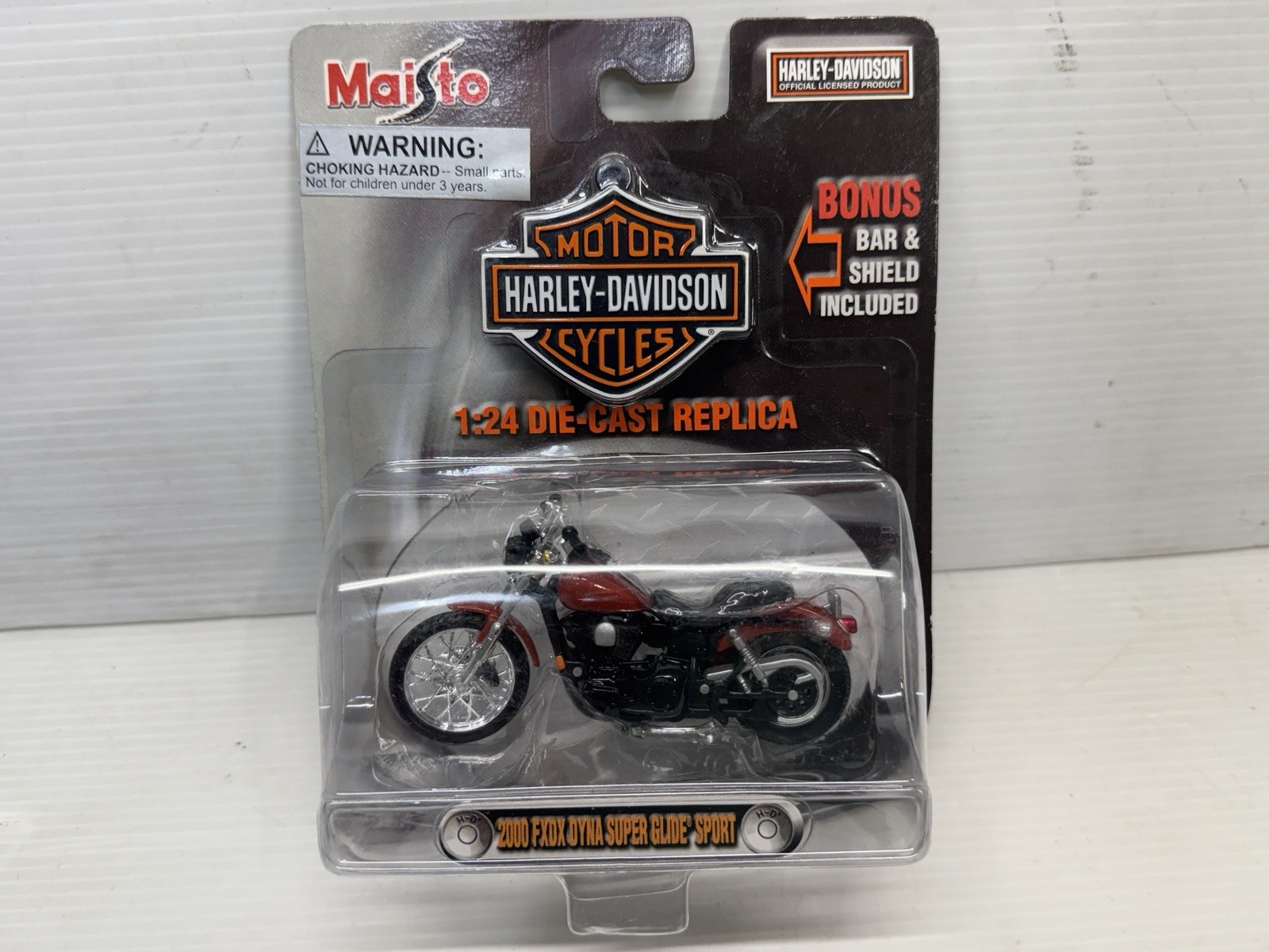 2000 FXDX DYNA SPORT VINTAGE MAISTO 1:24 HARLEY DAVIDSON MOTORCYCLE MODEL RED
