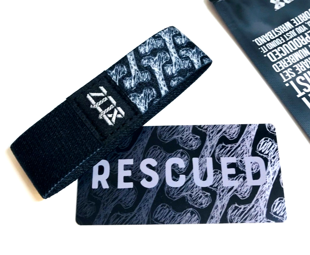 ZOX **RESCUED** Silver Strap MED Mystery Pack Wristband w/Card