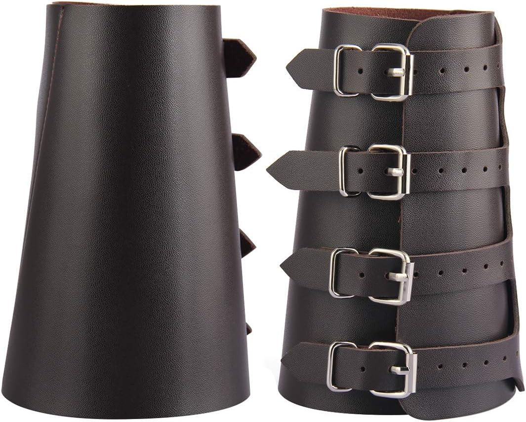 Gelconnie Viking Bracers Faux Leather Arm Guards Gauntlet Wristband Leather Vamb