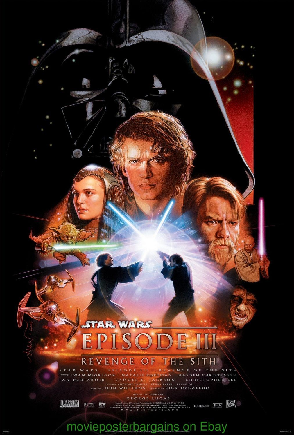 REVENGE OF THE SITH MOVIE POSTER Original DS 27x40 STAR WARS Natalie Portman