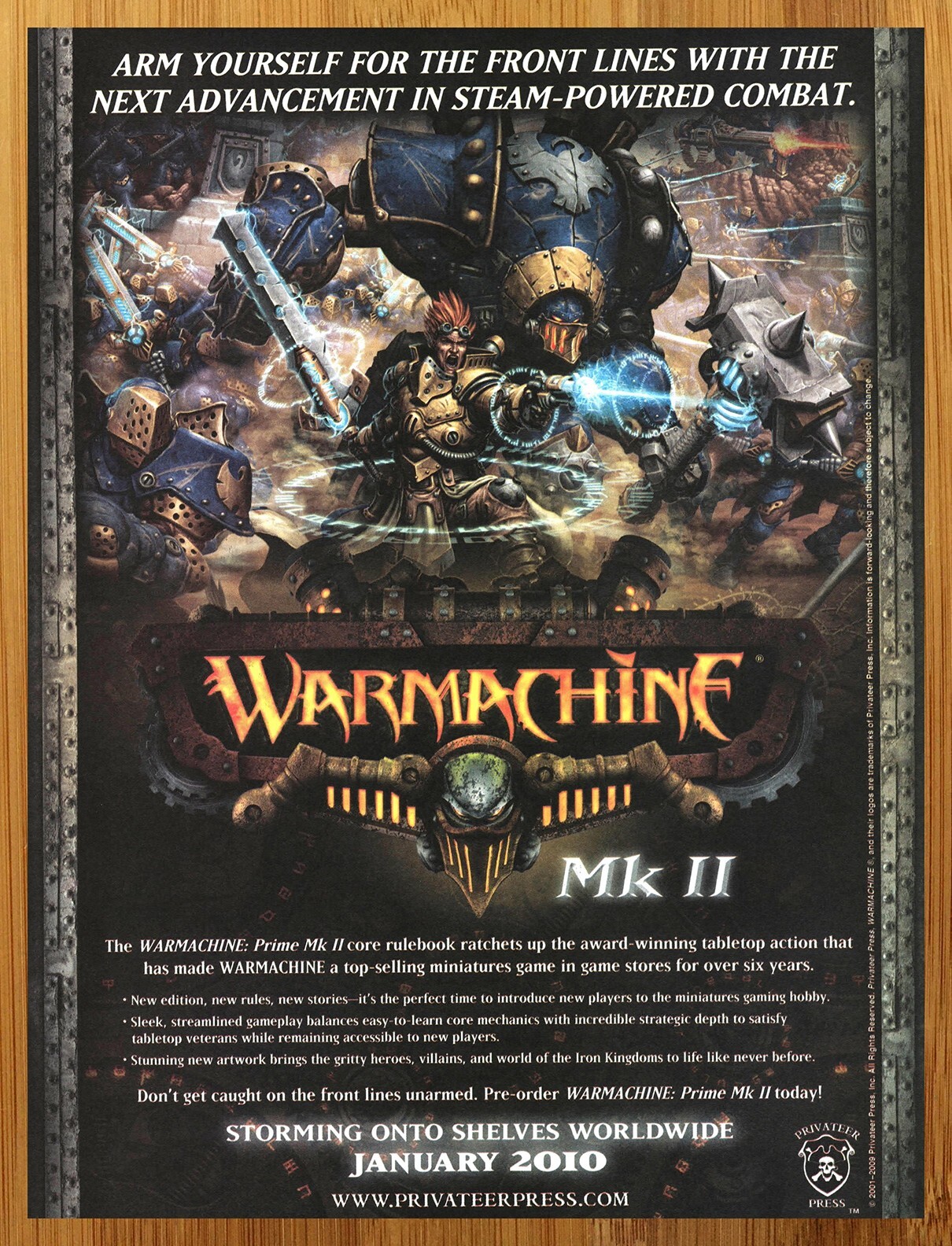 2009 Warmachine Prime Mk II Print Ad/Poster Miniatures Figures Game Promo Art