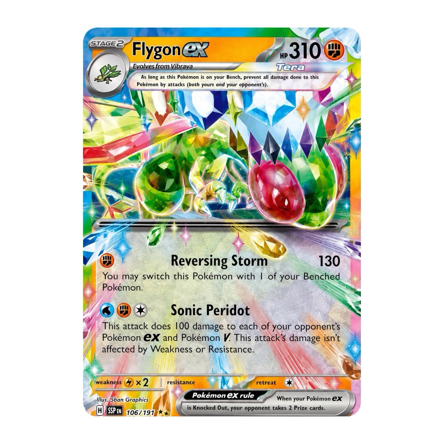 Pokémon Flygon Ex 106/191 Surging Sparks Holo Rare Card 2024