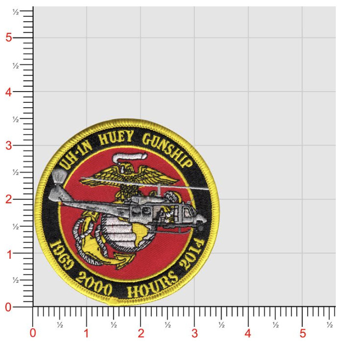 MARINE CORPS UH-1N HUEY GUNSHIP 2000 HOURS EMBROIDERED PATCH