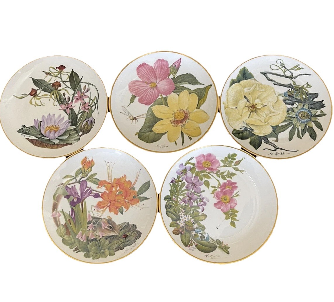 Vtg Sierra Club Flowers Of The American Wilderness Franklin Porcelain 5 Plates