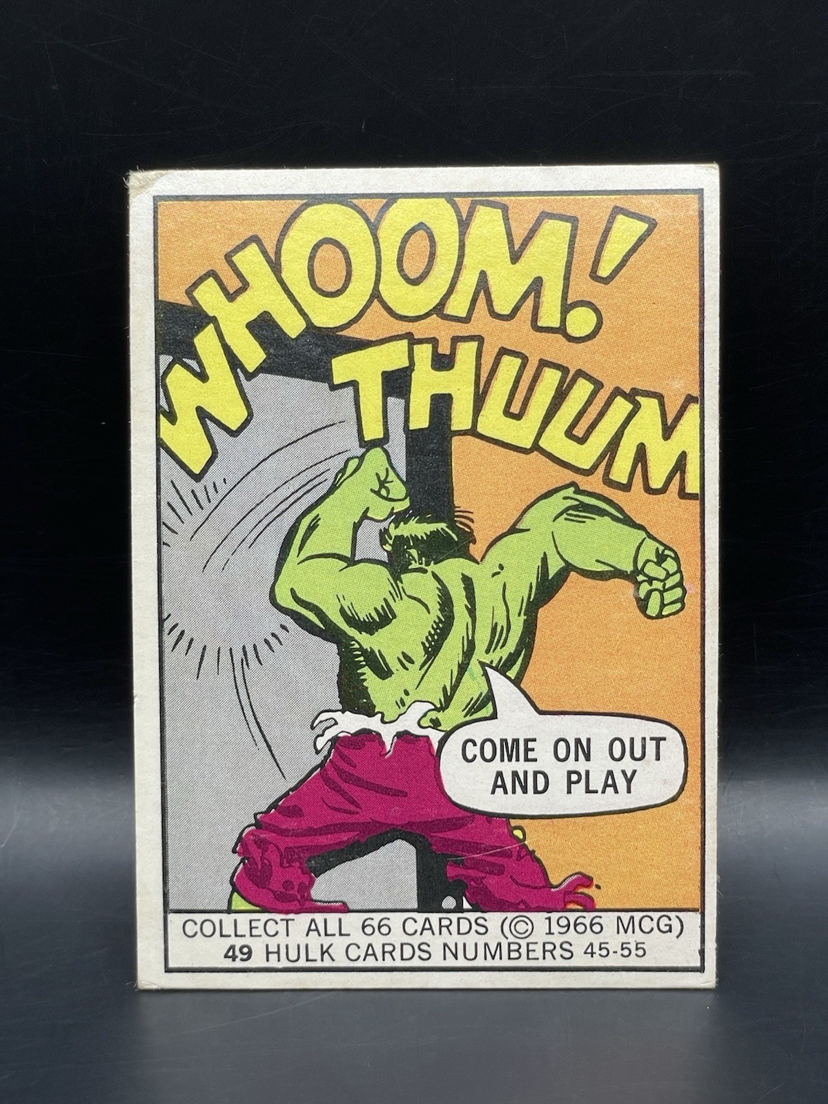 1966 Donruss Marvel Super Heroes card #49 - Hulk COME OUT AND PLAY
