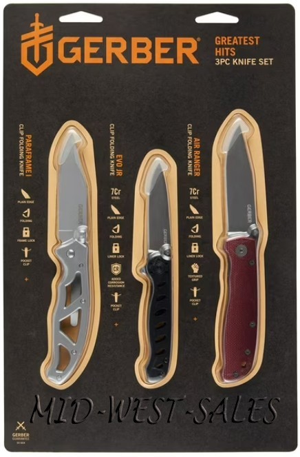 Gerber 3-Piece Folding Knife Set Gerber Gear, Greatest Hits