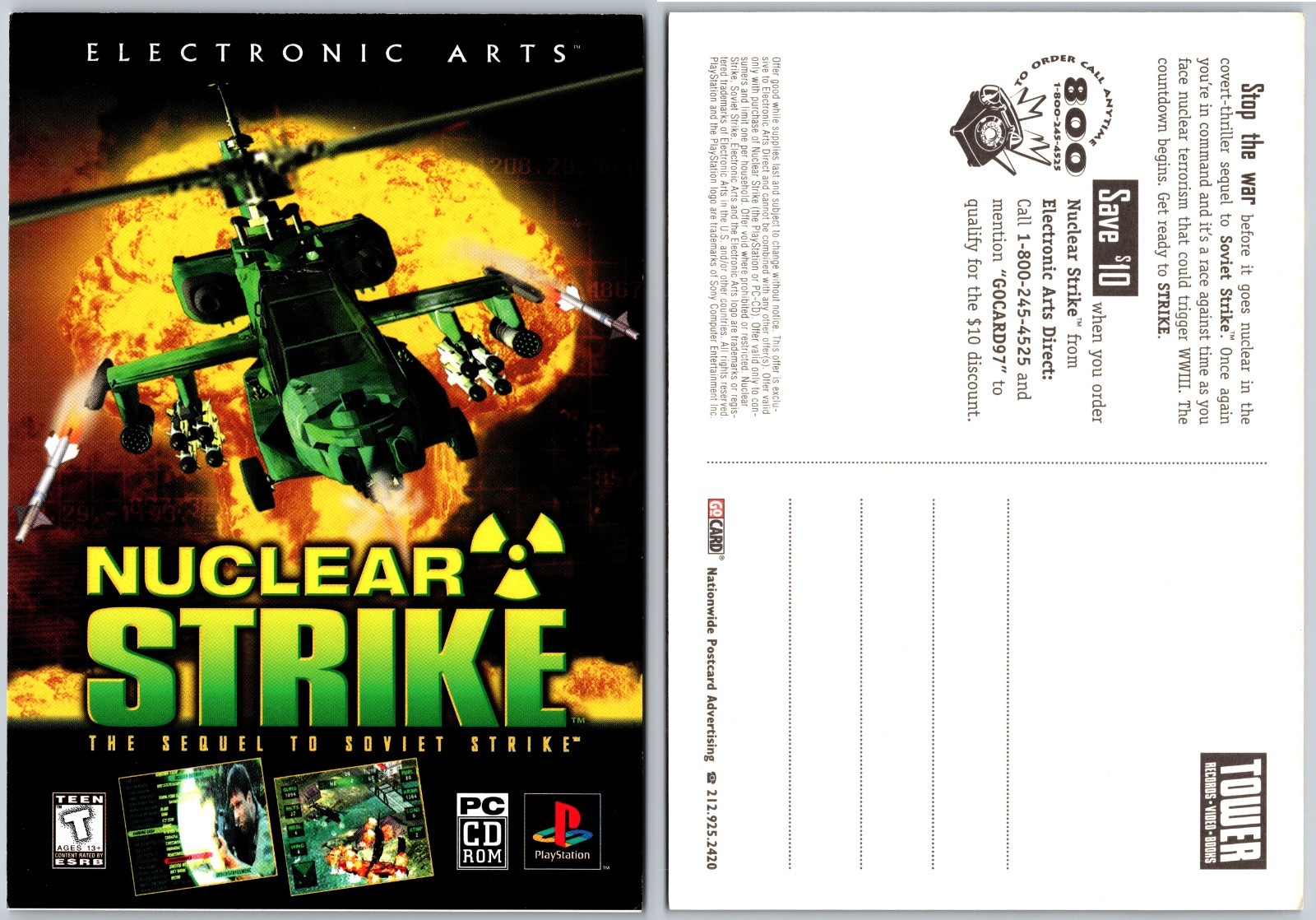 Continental Nuclear Strike Video Game Postcard