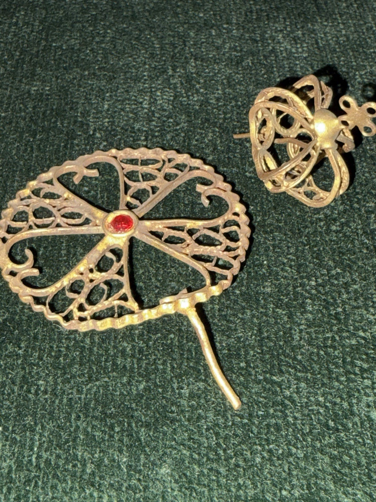 Portuguese Vintage Gilt Filigree Santo Halo And Crown Set