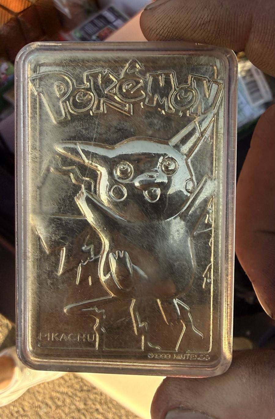 Nintendo Pokémon Pikachu Silver Tone Metal Collectible Bar 1999