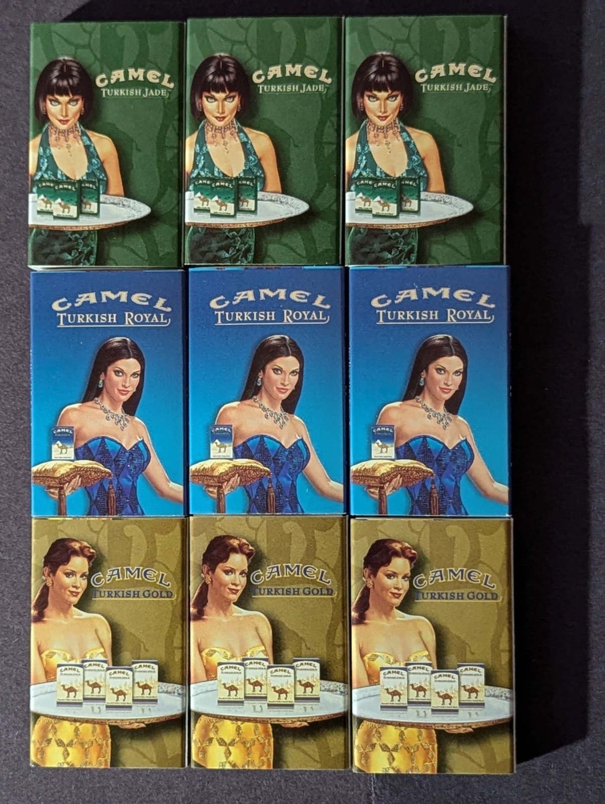 VINTAGE GIRLY/ CAMEL/  Matches/ Matchboxes/ Jade/ Gold/ Royal  NOS FULL BOXES