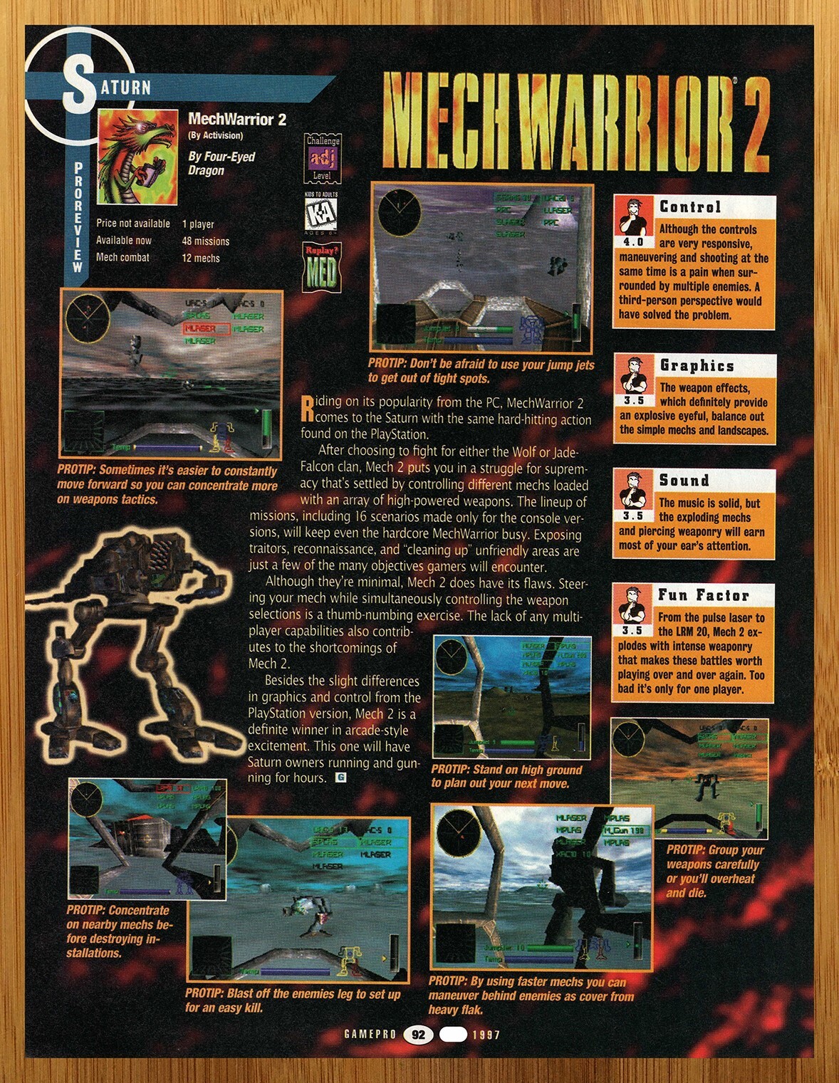 1997 MechWarrior 2 PS1 Saturn PC REVIEW Print Ad/Poster Authentic Video Game Art