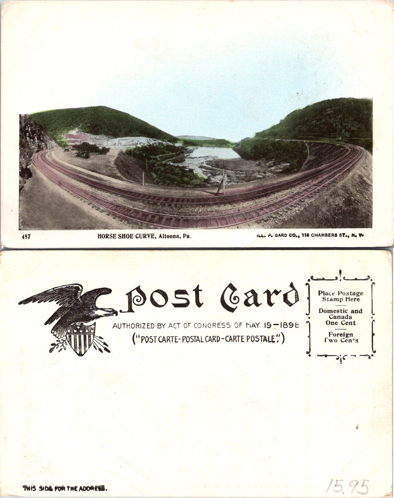 Altoona PA Horse Shoe Curve Train Tracks, Pennsylvania Railroad Postcard 72291