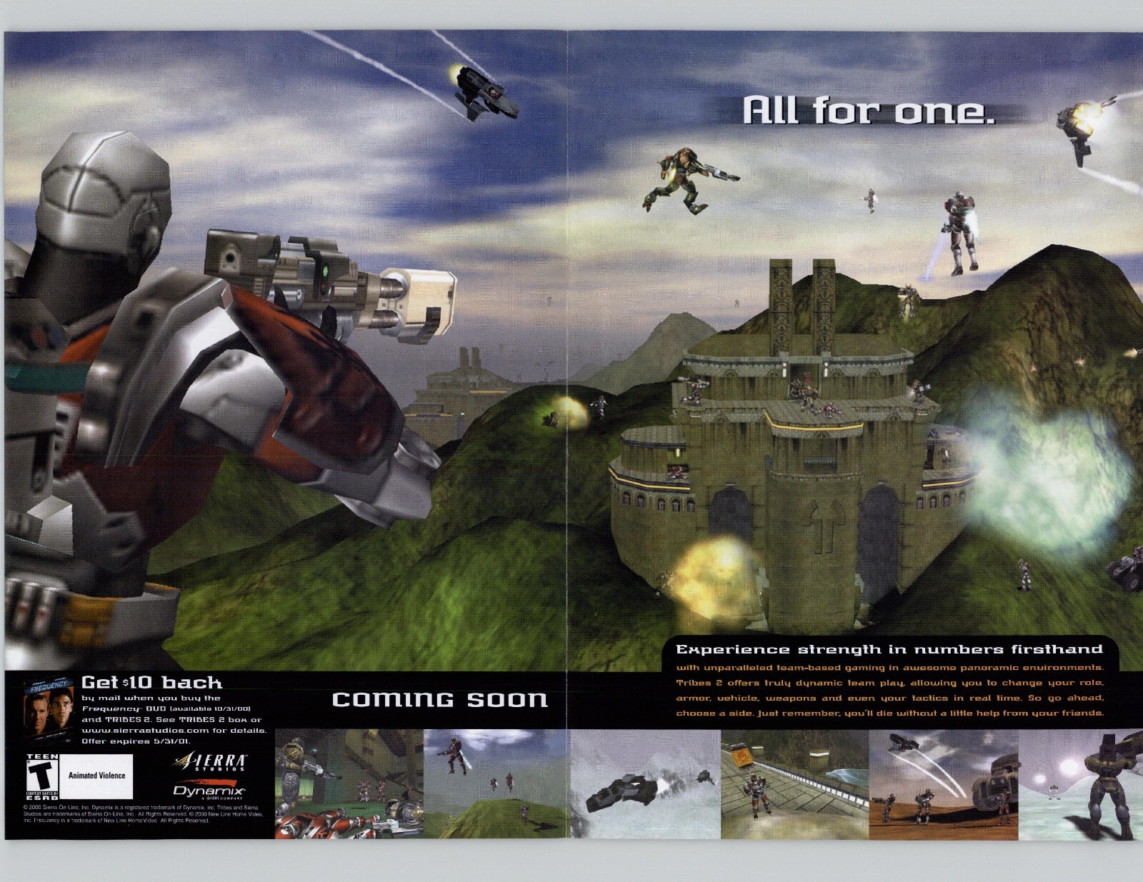 Tribes 2 PC 2000 Vintage Video Game Print Ad/Poster Official FPS Big Box Art