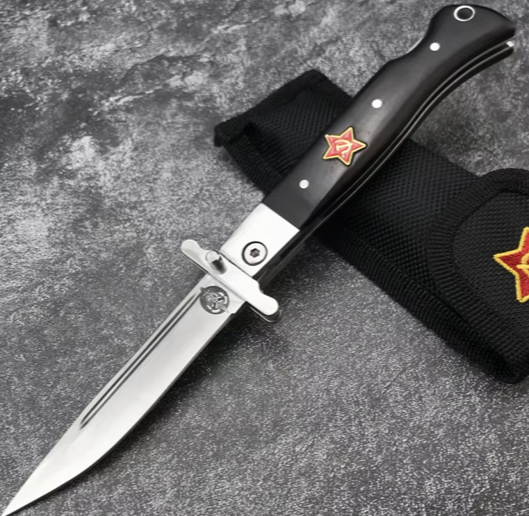 Russian Finka Manual Folding Knife Functional Collectable-handle color is Brown