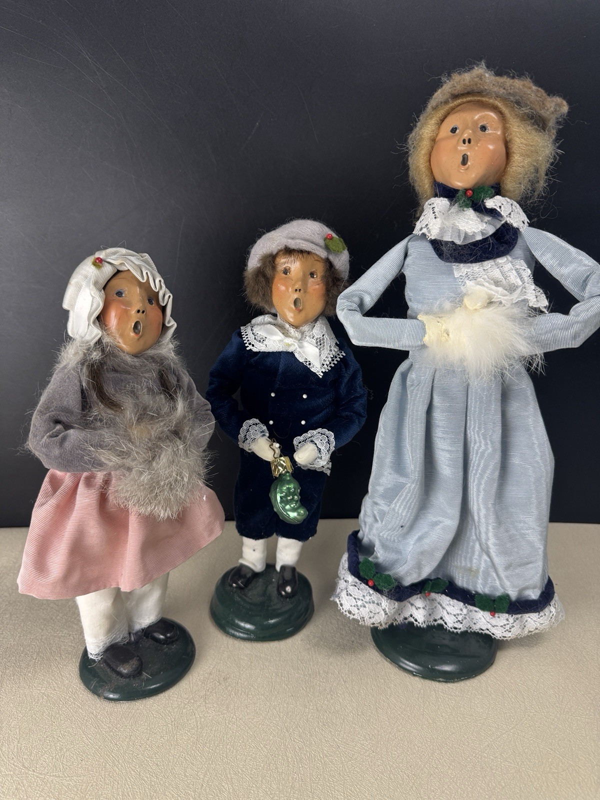 Lot of (3) Byer\'s Choice Carolers Mix Lot Carolers w/ Pickle Boy - Christmas