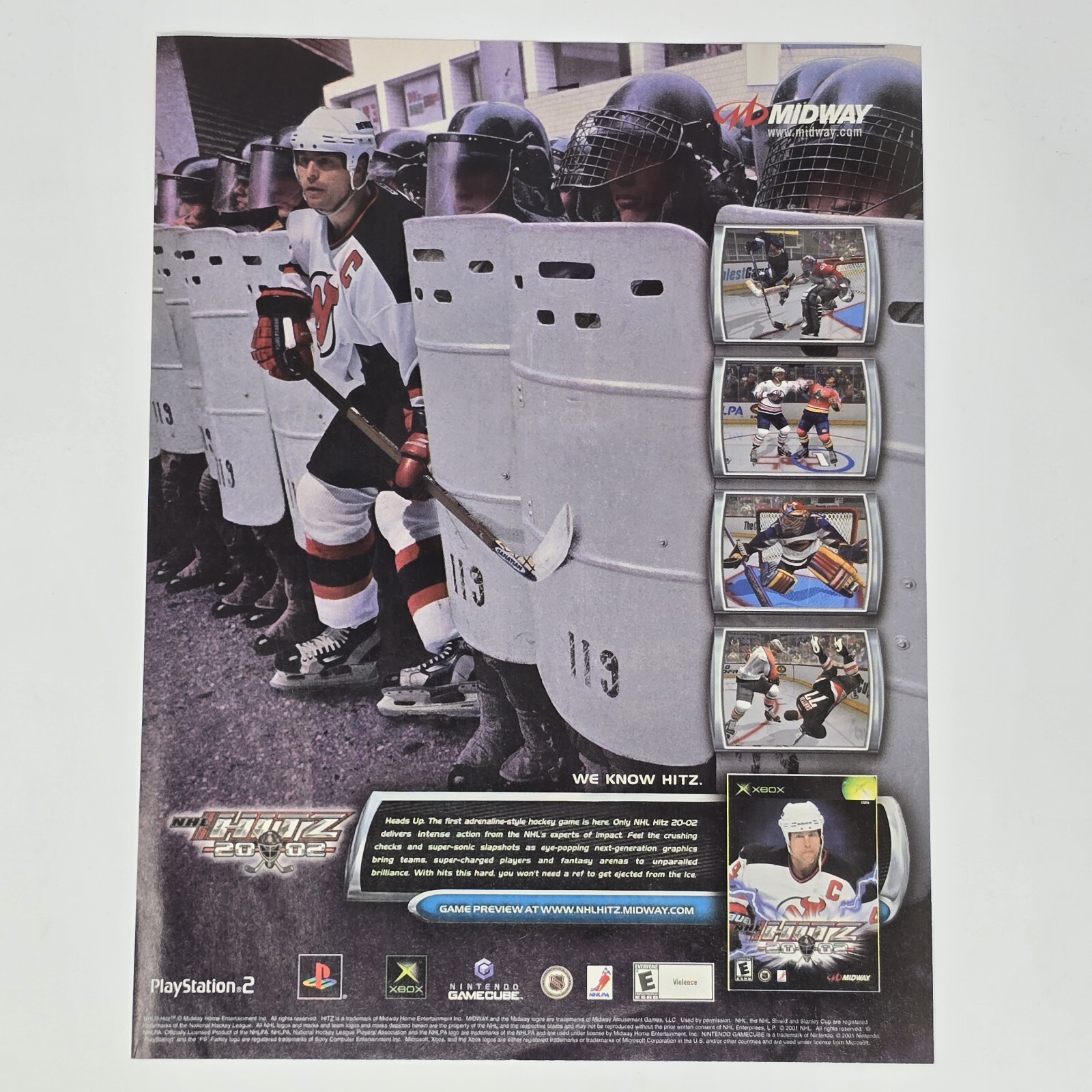 NHL Hitz 2002 PS2 Xbox GameCube Riot Police Print Ad/Poster Official Promo Art