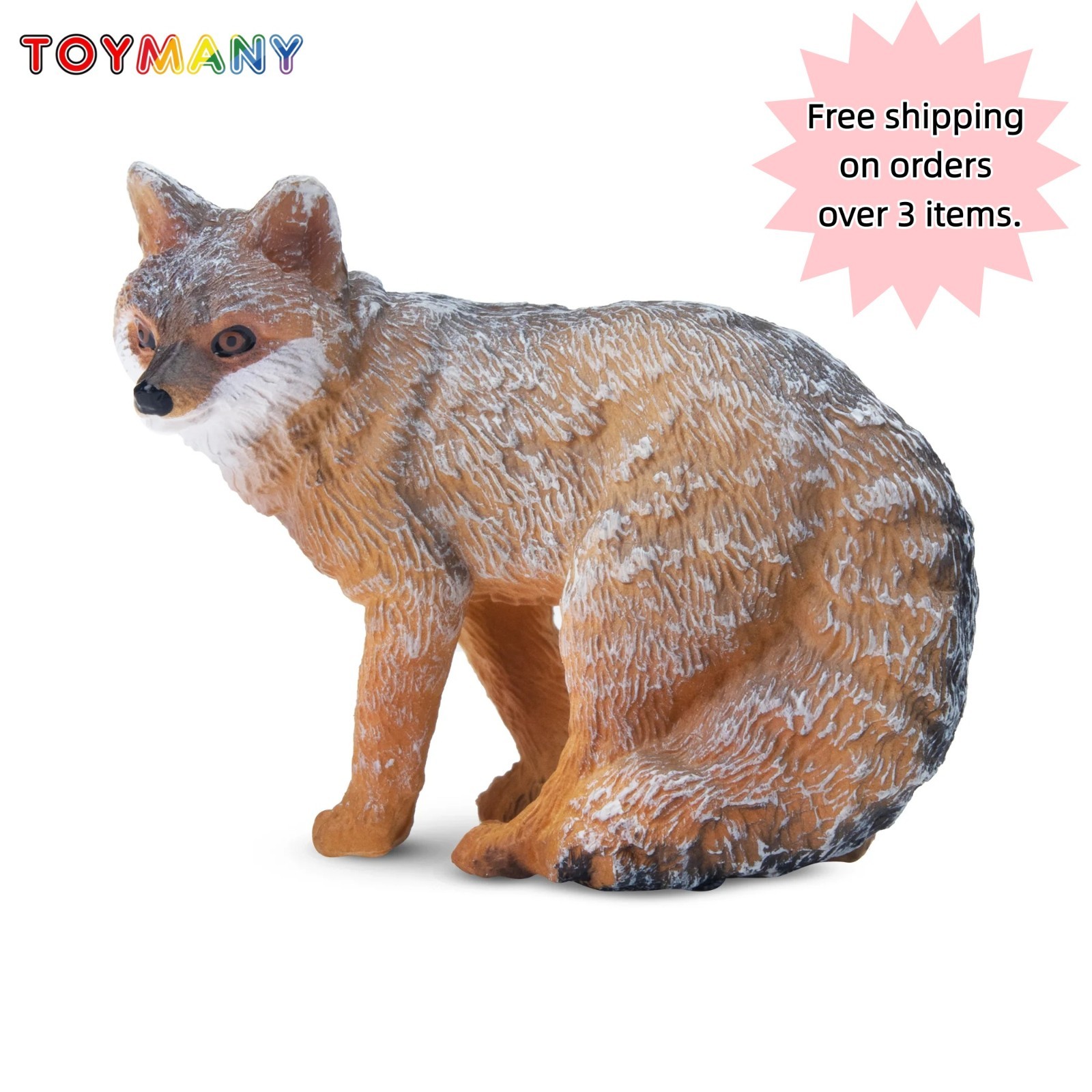 Toymany Mini Grey Fox Figurine Realistic Collectible Statue Home Decor Display