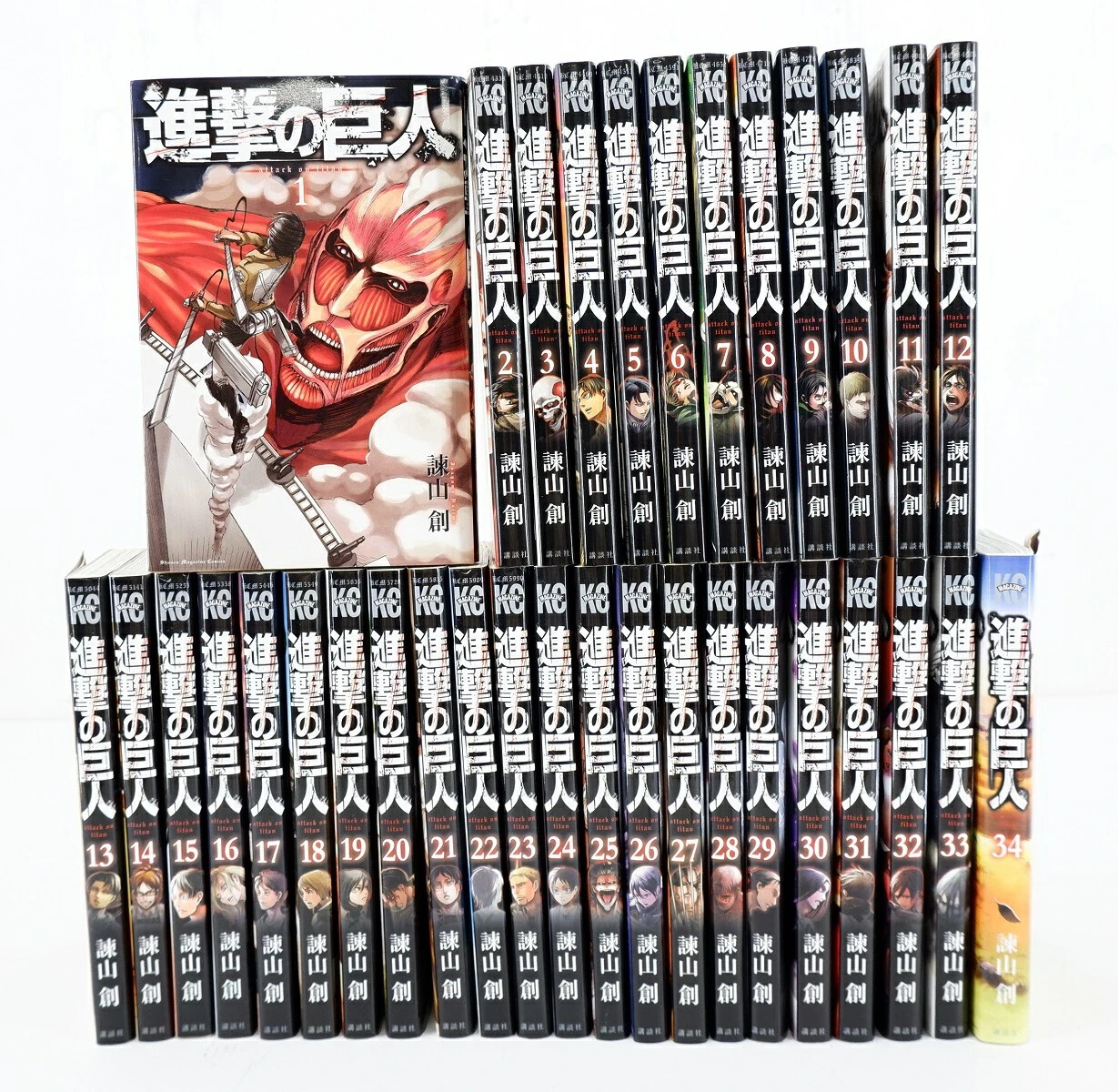 4set Attack on Titan Comic Vol.1-34 Japanese Manga Comic Eren Used Comics
