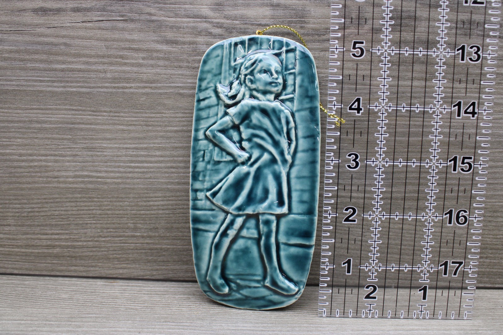 DeLong Ceramics Fearless Girl NYC Blue Ceramic Ornament Denise DeLong 2018