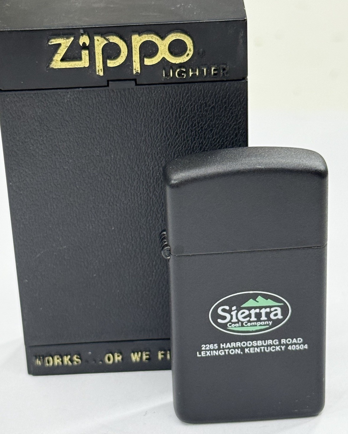 ZIPPO 1985 SIERRA COAL COMPANY LEXINGTON, KY SLIM  LIGHTER SEALED IN BOX D206