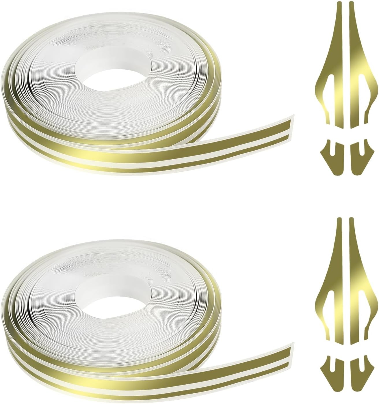 2 Rolls 32Ft Car Pinstriping Tape Vinyl Pin Stripe Decal Gold)