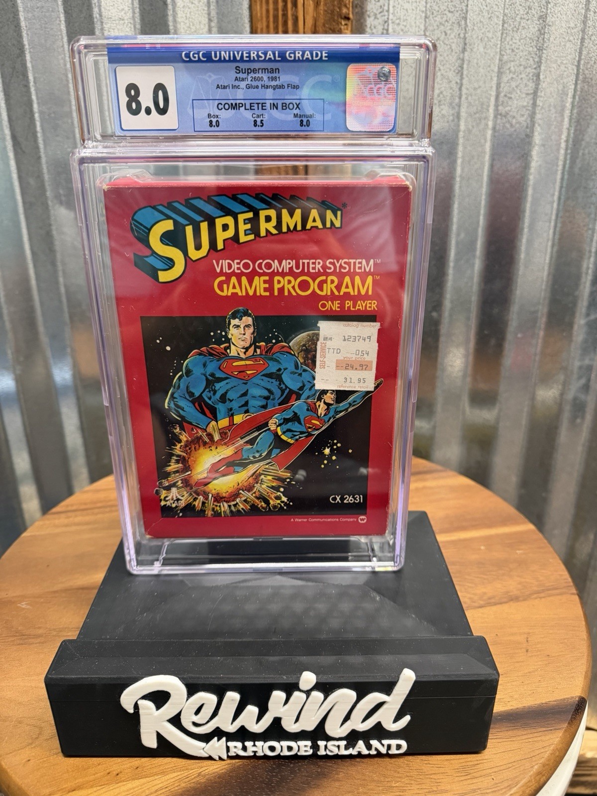 Atari 2600 Superman CIB 1981 Glue Hangtab Flap Complete In Box Game CGC 8.0