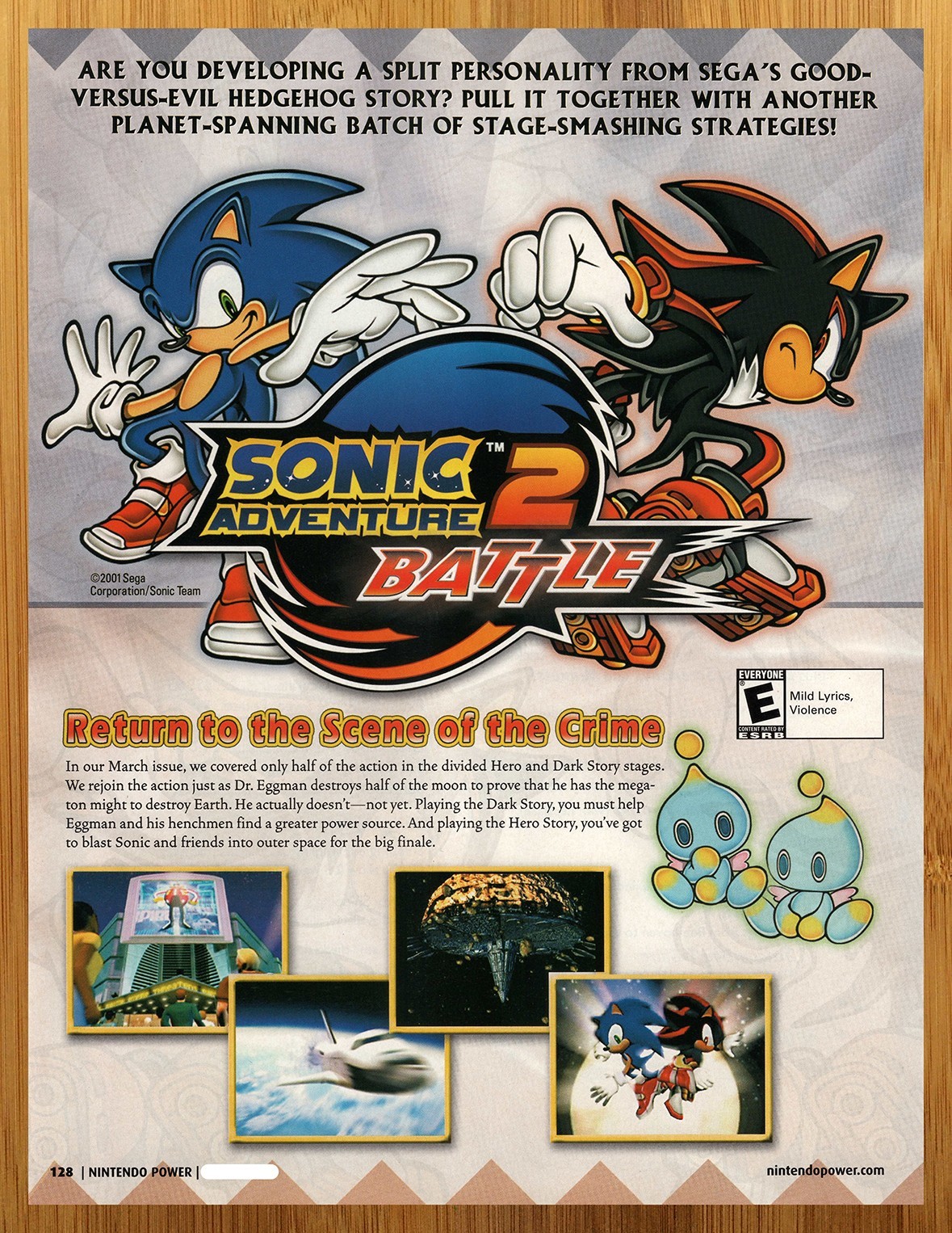 2001 Sonic Adventure 2 Battle Nintendo Gamecube Print Ad/Poster Authentic Art