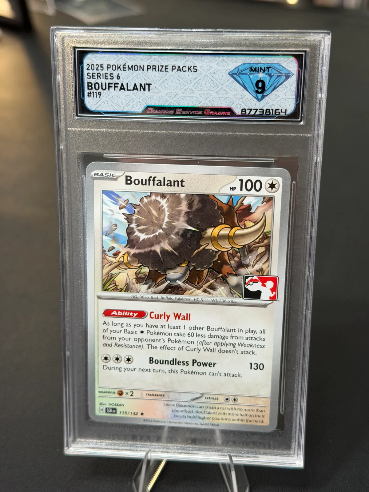 Bouffalant #119/142 Prize Packs Series 6 DSG Mint 9 Pokemon Slab