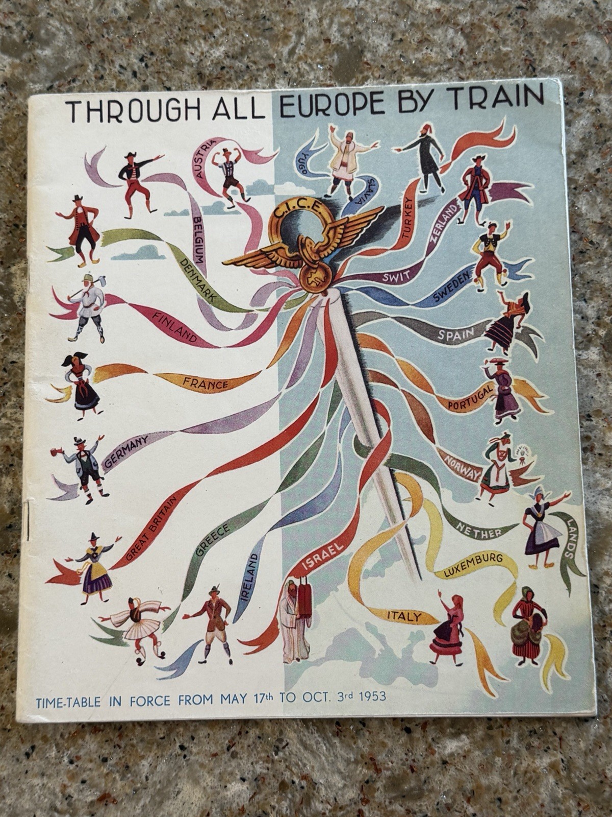 Vintage Travel Europe By Train RAILROAD Timetable 1953 C.I.C.E. Belgium