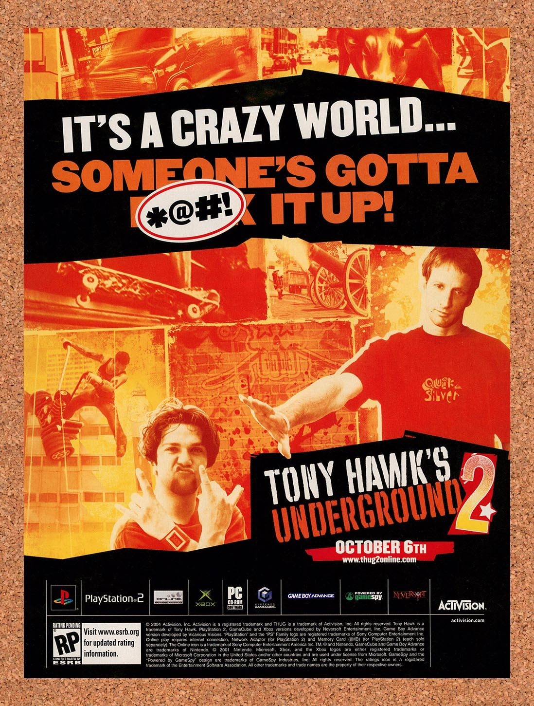 2004 Tony Hawk's Underground 2 PS2 Original Advertisement / Retro Promo v3