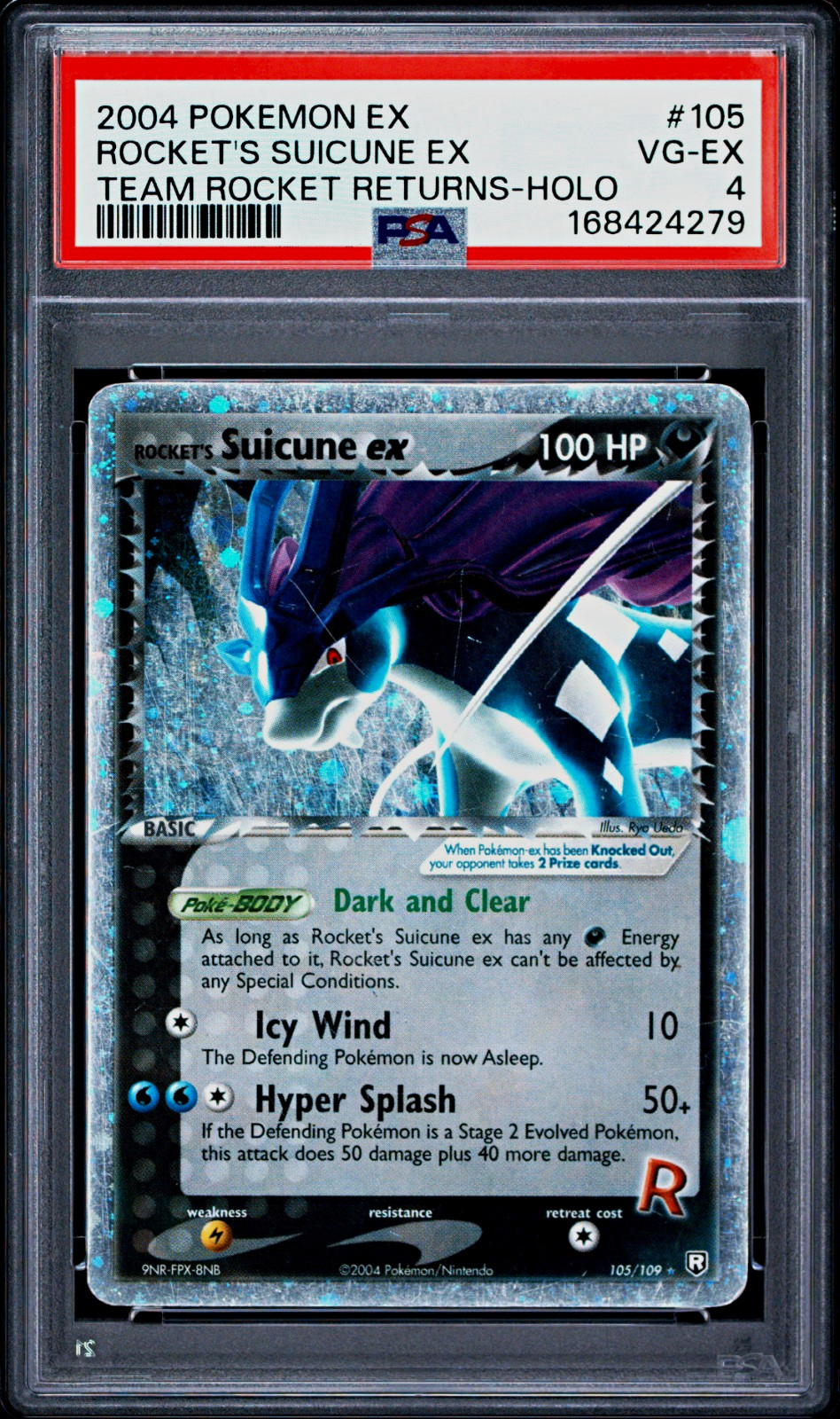 2004 POKEMON EX TEAM ROCKET RETURNS 105 ROCKET'S SUICUNE EX-HOLO