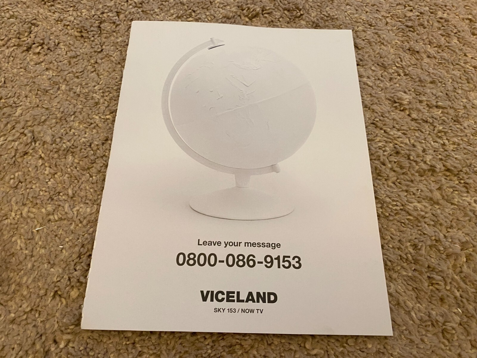 VBK20 ADVERT 11X8 LOVE YOUR MESSAGE VICELAND SKY153/NOW TV..