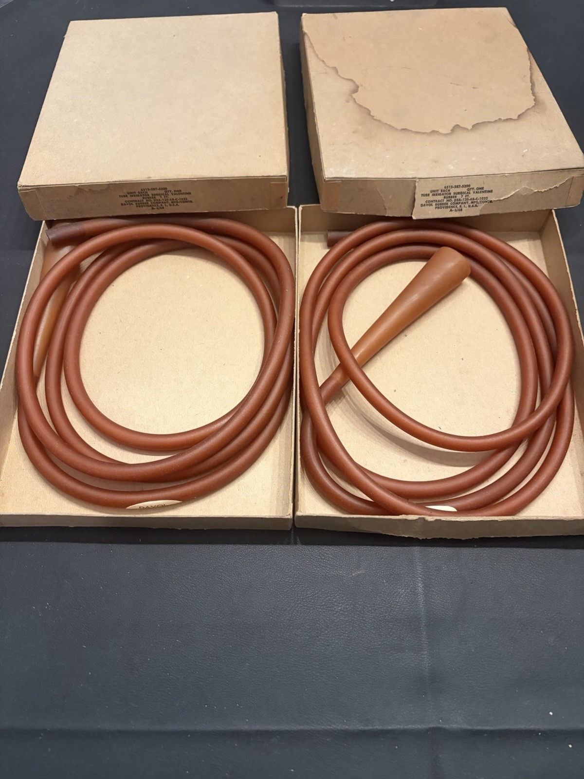 Vintage 1968 DAVOL Daval Surgical Valentine Irrigator Rubber Tubes 7’ Lot of 2