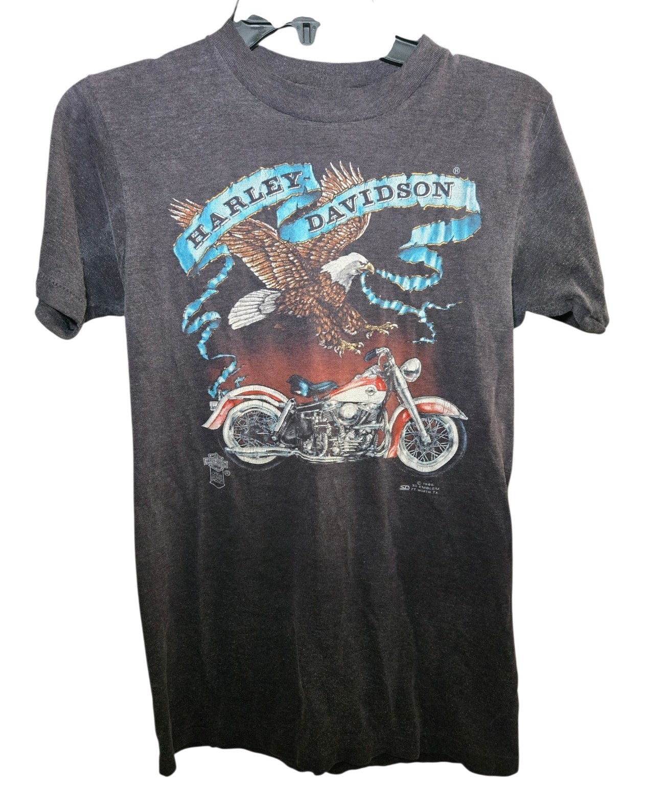 Vintage 1980s Harley Davidson 3D Emblem dealer  t shirt Atlantic City NJ Eagle M