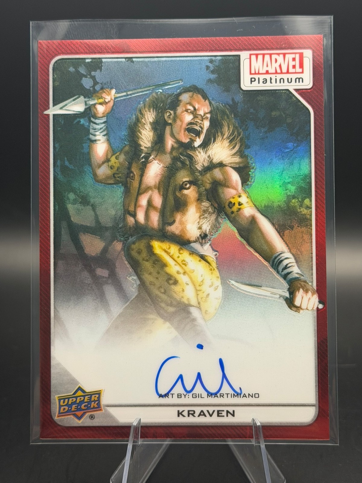 2023 Marvel Platinum Red Rainbow Artist Gilberto Martimiano Auto Kraven #58