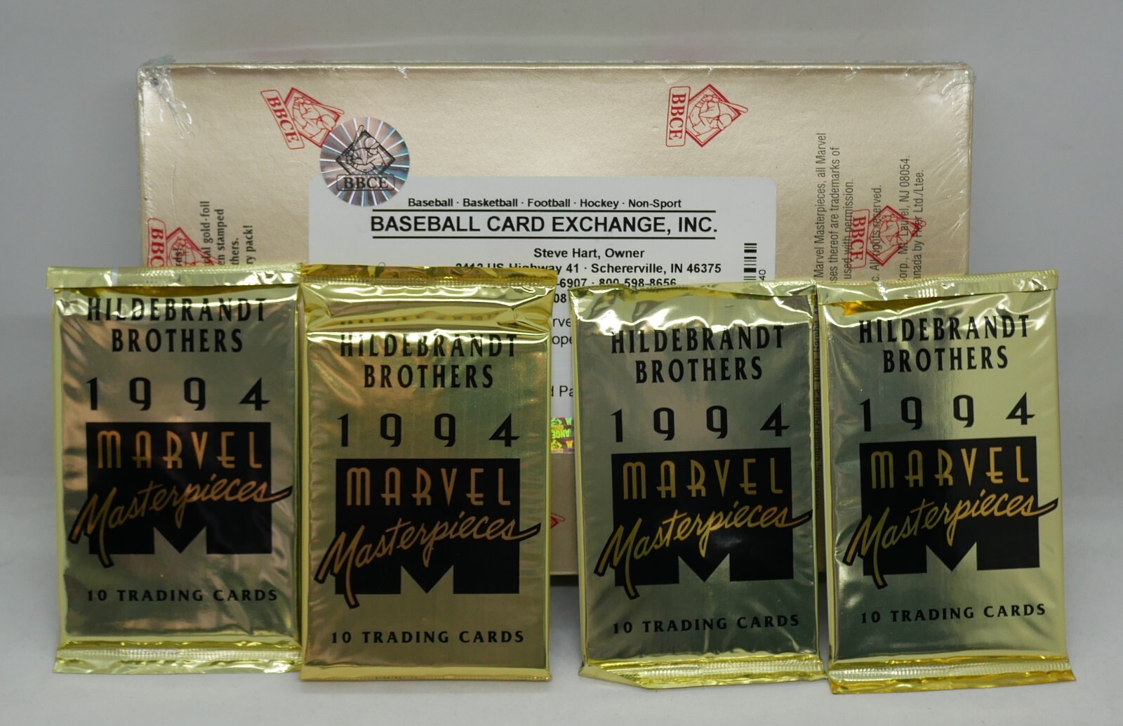 1994 FLEER MARVEL MASTERPIECES (4 x SEALED PACKS LOT) from BBCE Sealed Box