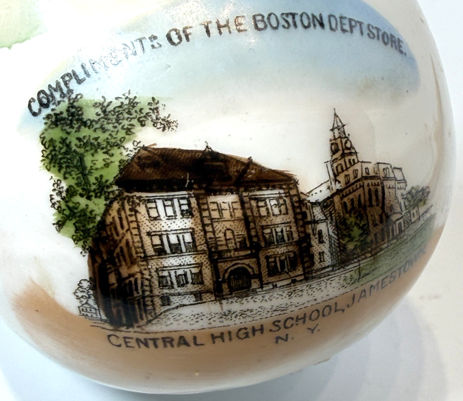 JAMESTOWN NY NEW YORK Souvenir Porcelain CENTRAL HIGH SCHOOL Trinket ANTIQUE