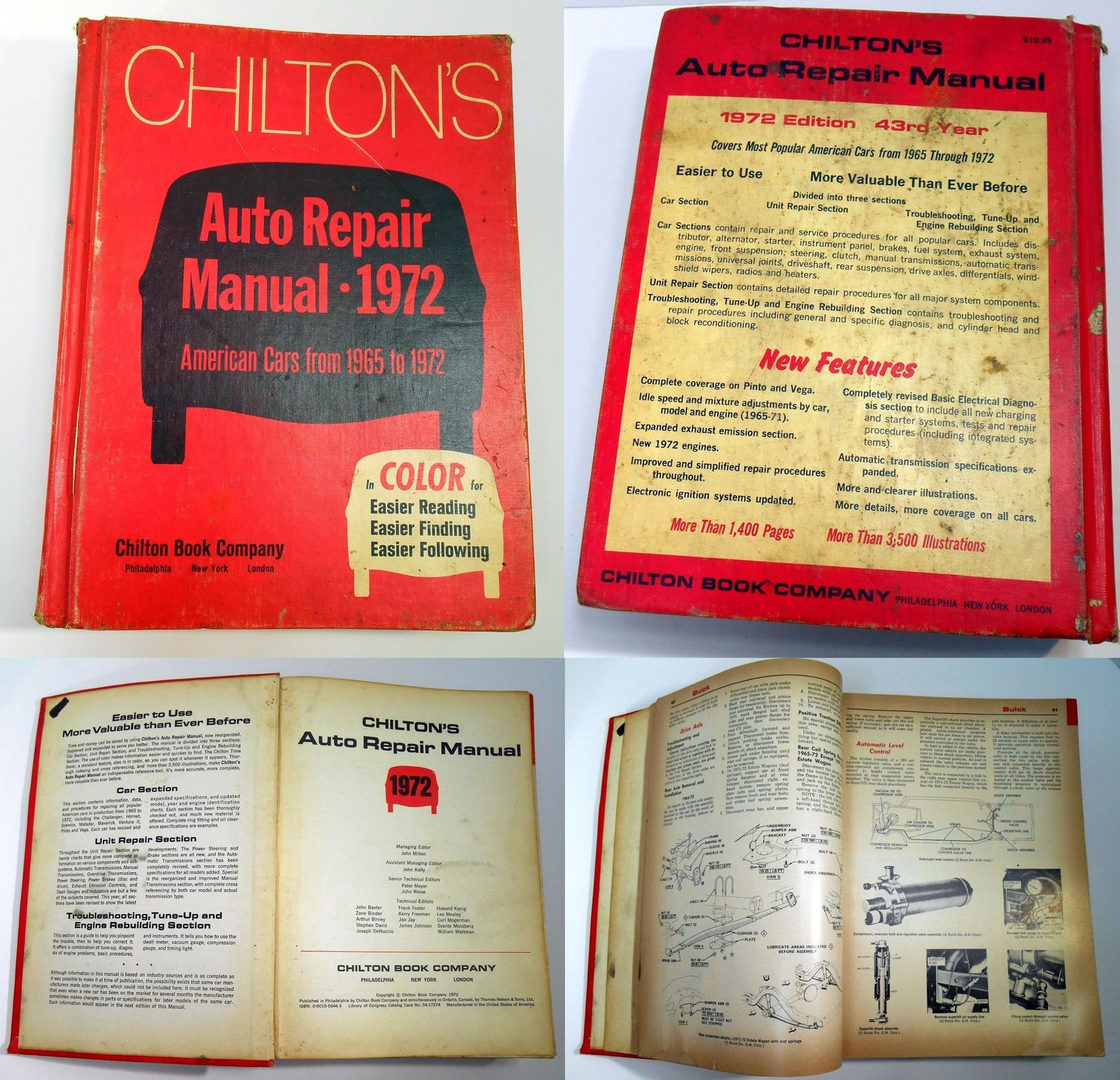 1972 Chilton's auto repair manual American cars 1965-1972 hardcover shop book