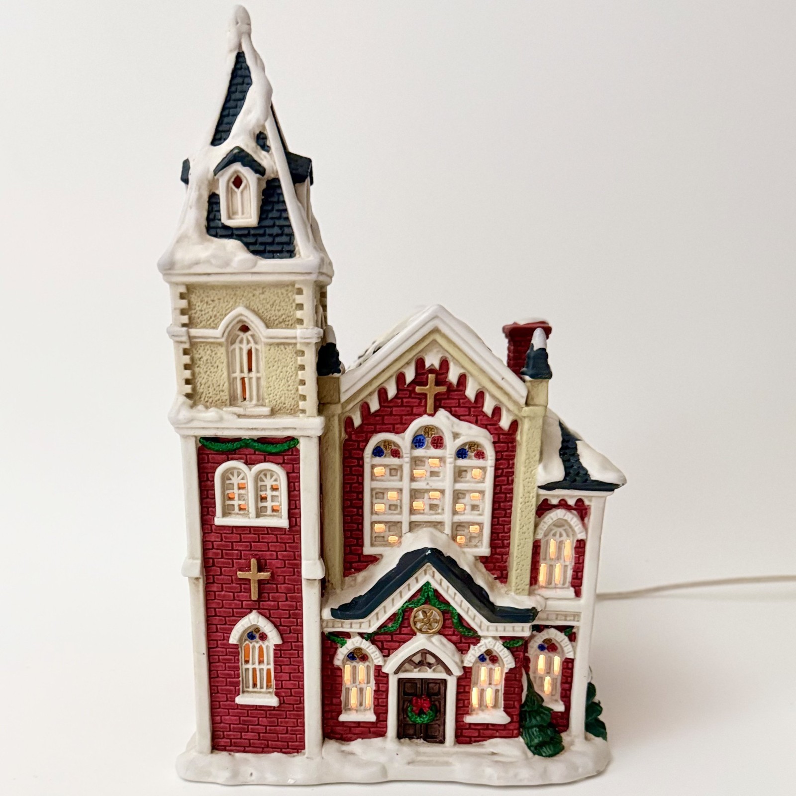 Vintage 1998 Mervyn’s Village Square Lighted Church Christmas Collection