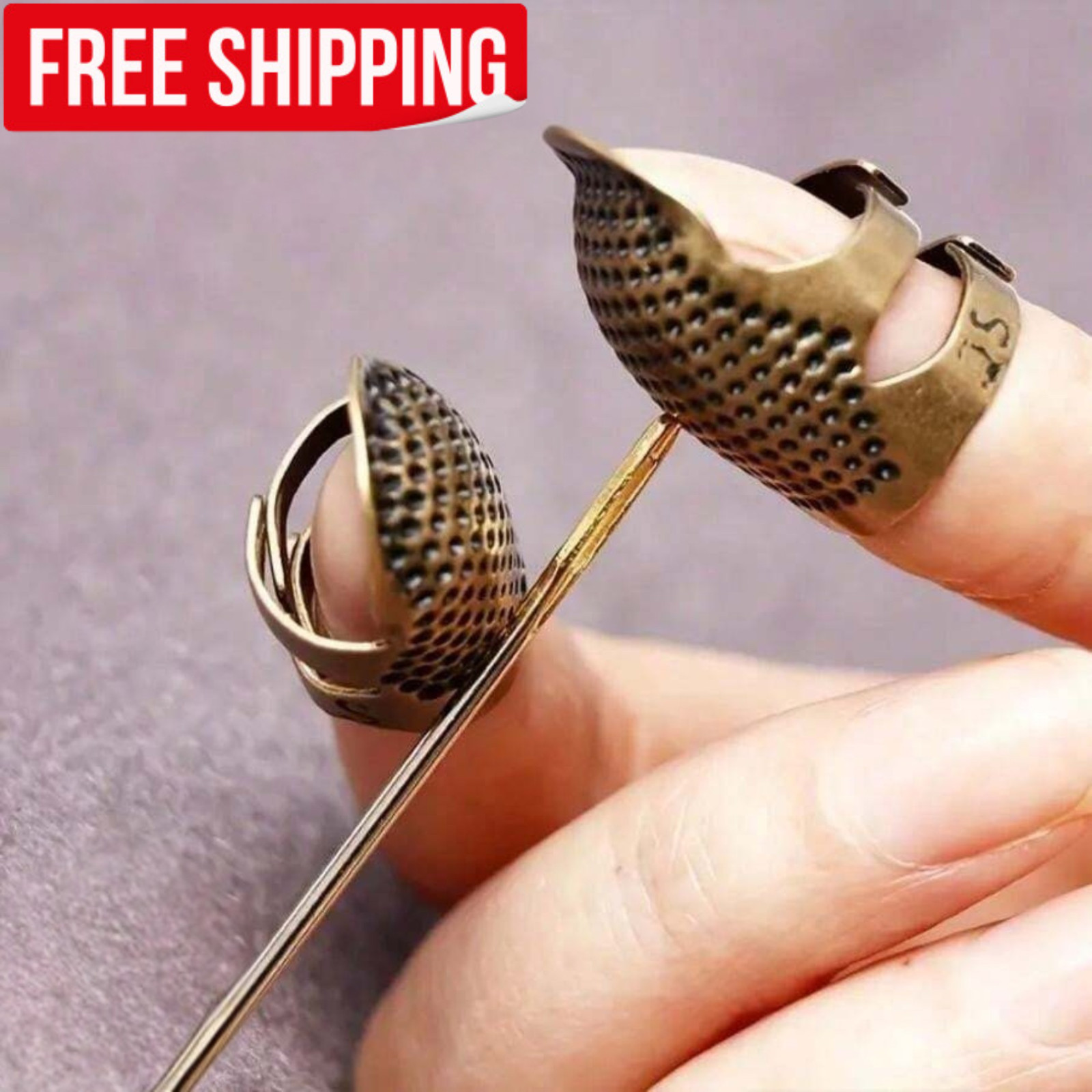 2Pcs Adjustable Metal Sewing Thimbles Finger Protector DIY Quilting Sewing Guard