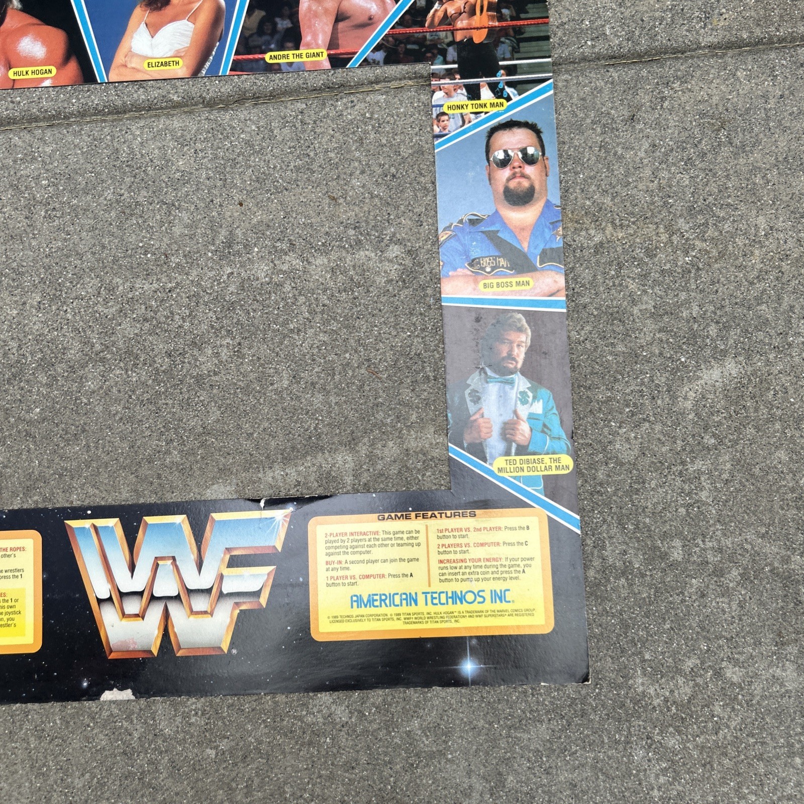 Wwf Superstars Bezel Hulk Hogan André The Giant 23 5/8 X 23 3/4 ARCADE GAME ART