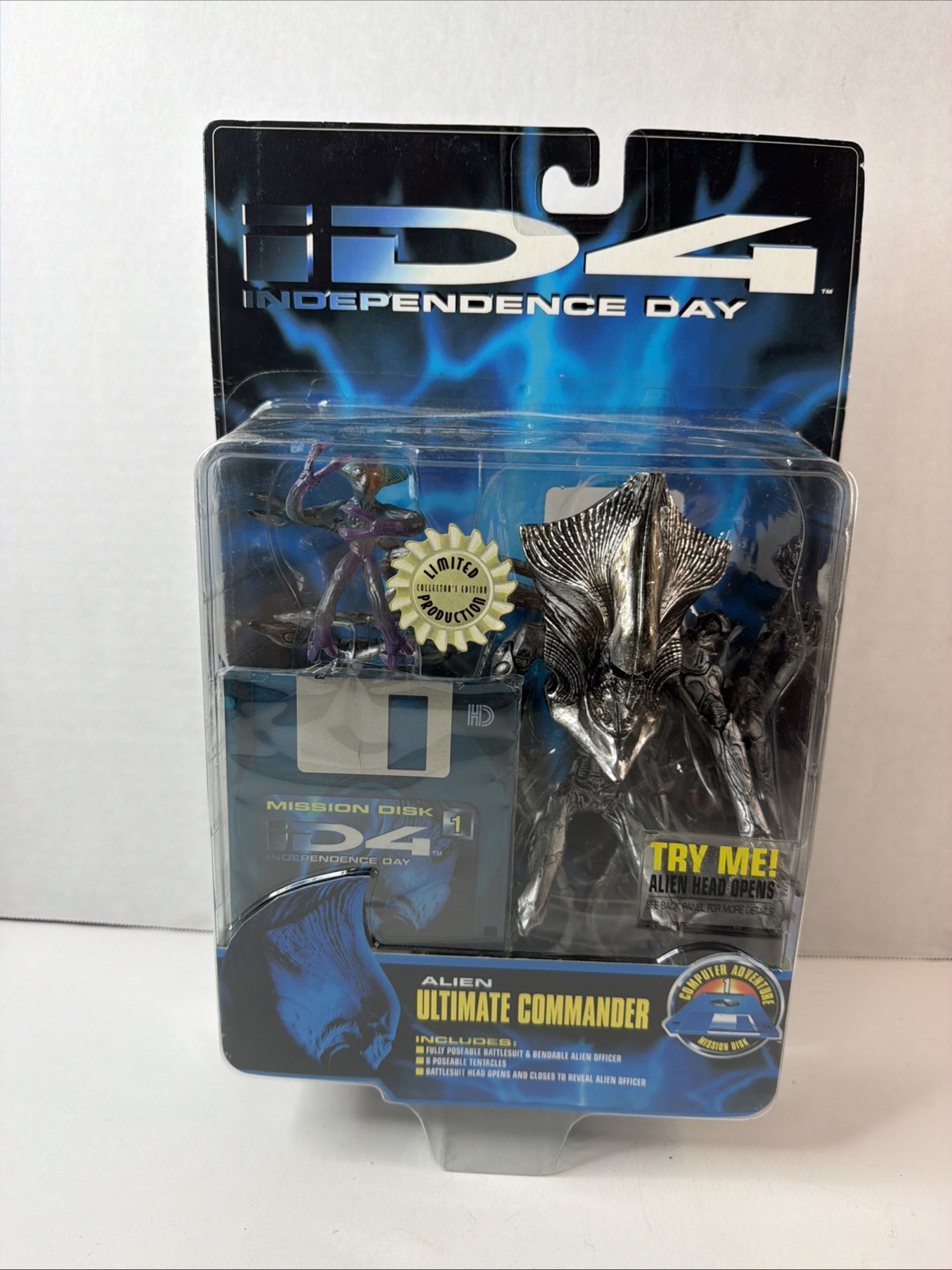 iD4 Alien Ultimate Commander Metal Chrome Figure Video Pack Independence Day 