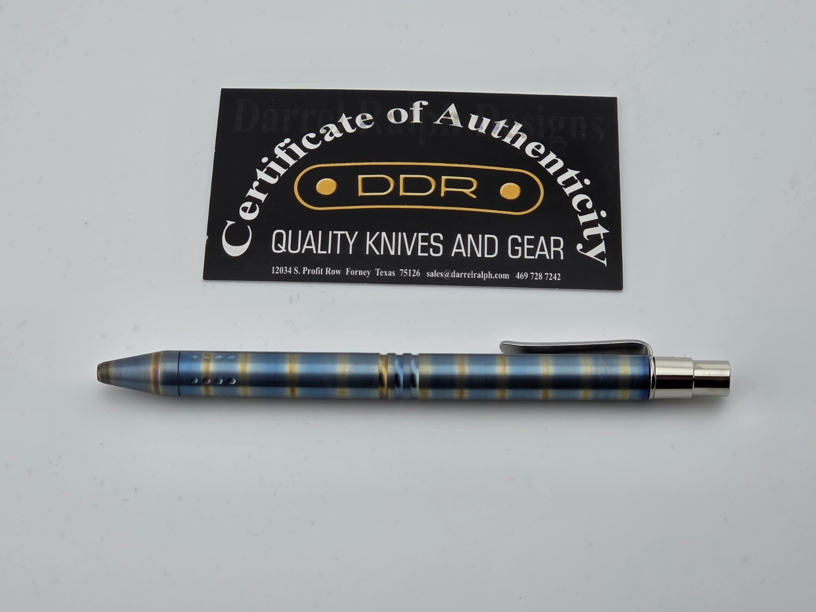 **NEW & RARE** Darrel Ralph DDR Go Gear Flame Anodized Titanium Click Pen DR0733