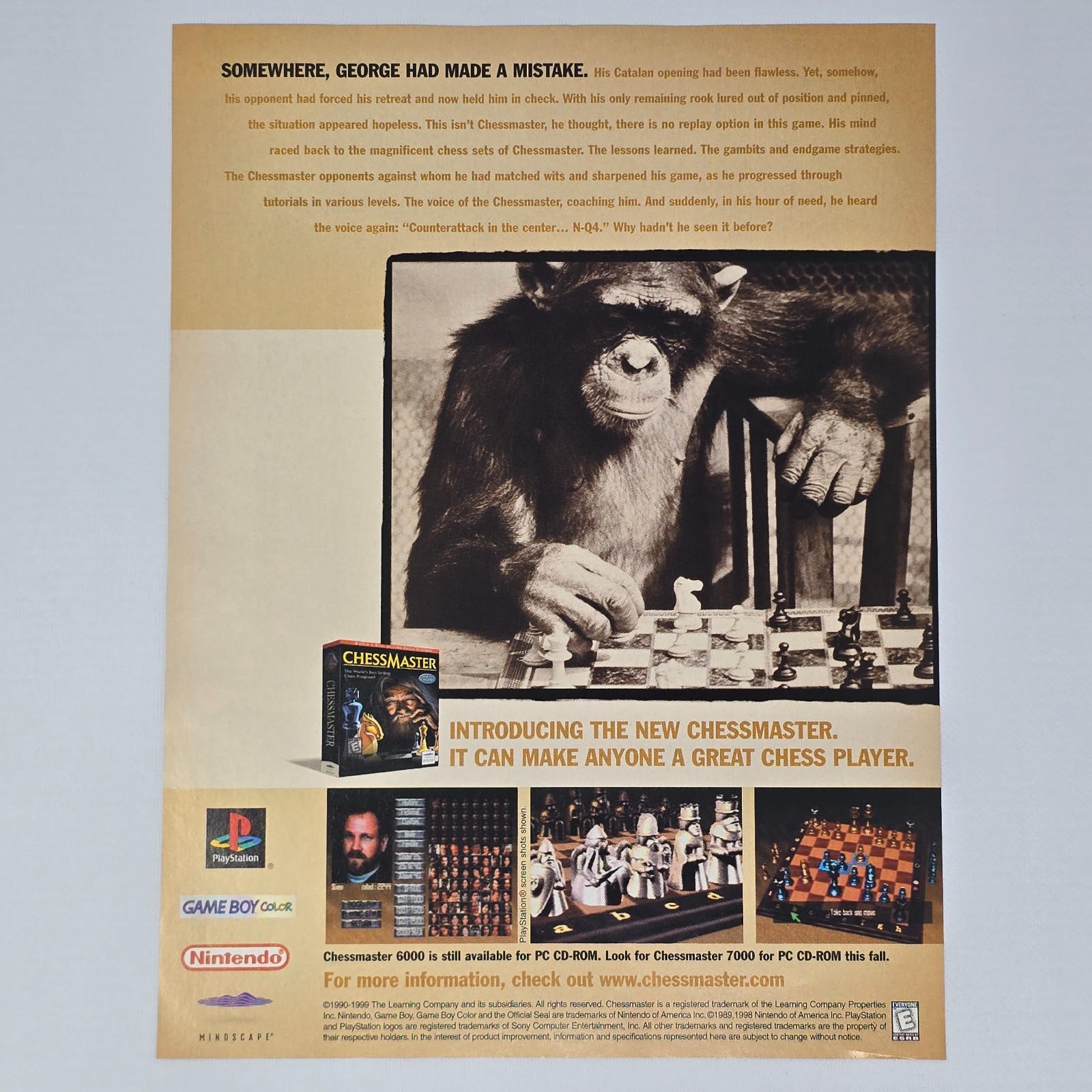 Chess Master PlayStation 1 PS1 Nintendo NES Mistake Print Ad/Poster