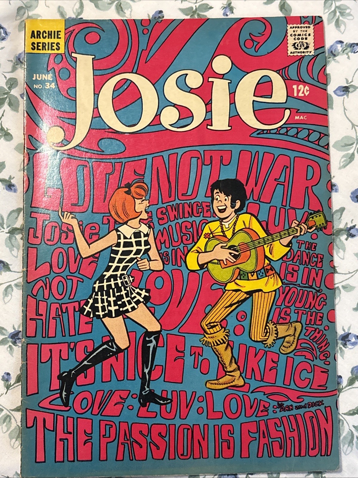 1968 Archie Josie Psychedelic Love Not War #34 Comic Book