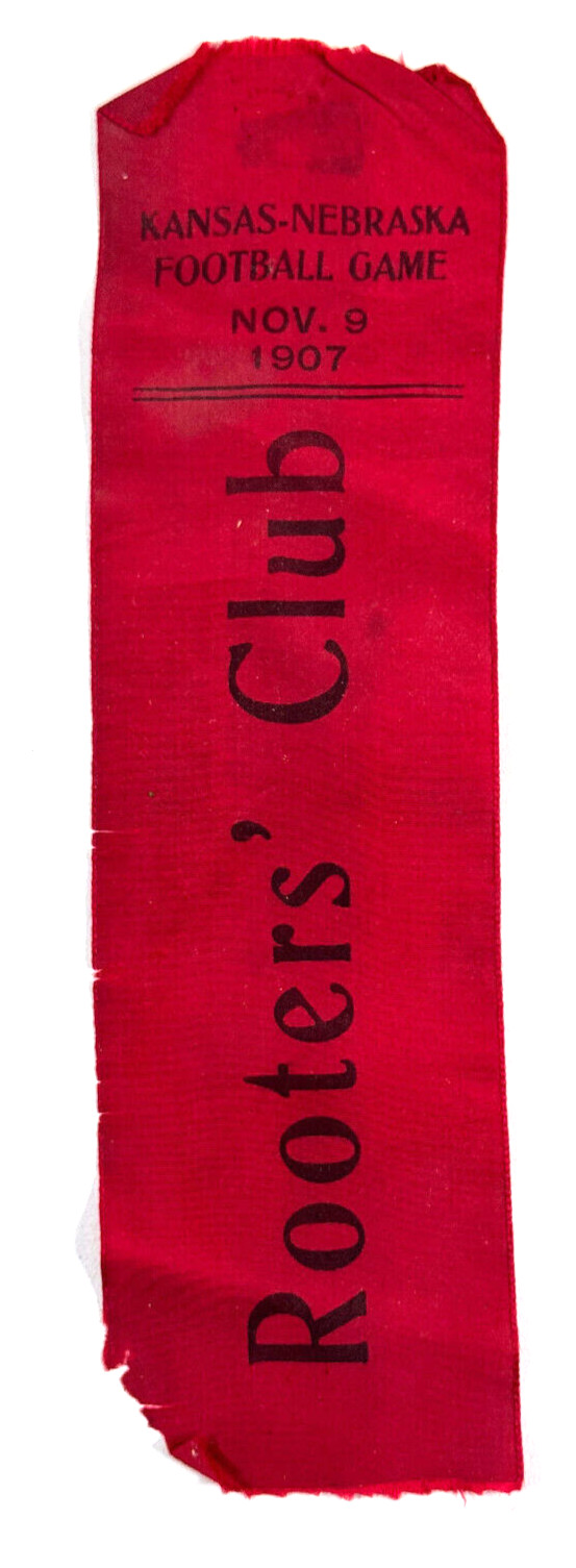 RARE 1907 KU Jayhawk Booster's Club Football Game Ribbon Nebraska Cornhuskers